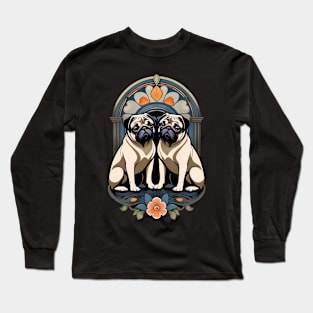 Art Nouveau Lover Pugs Dogs Art Long Sleeve T-Shirt